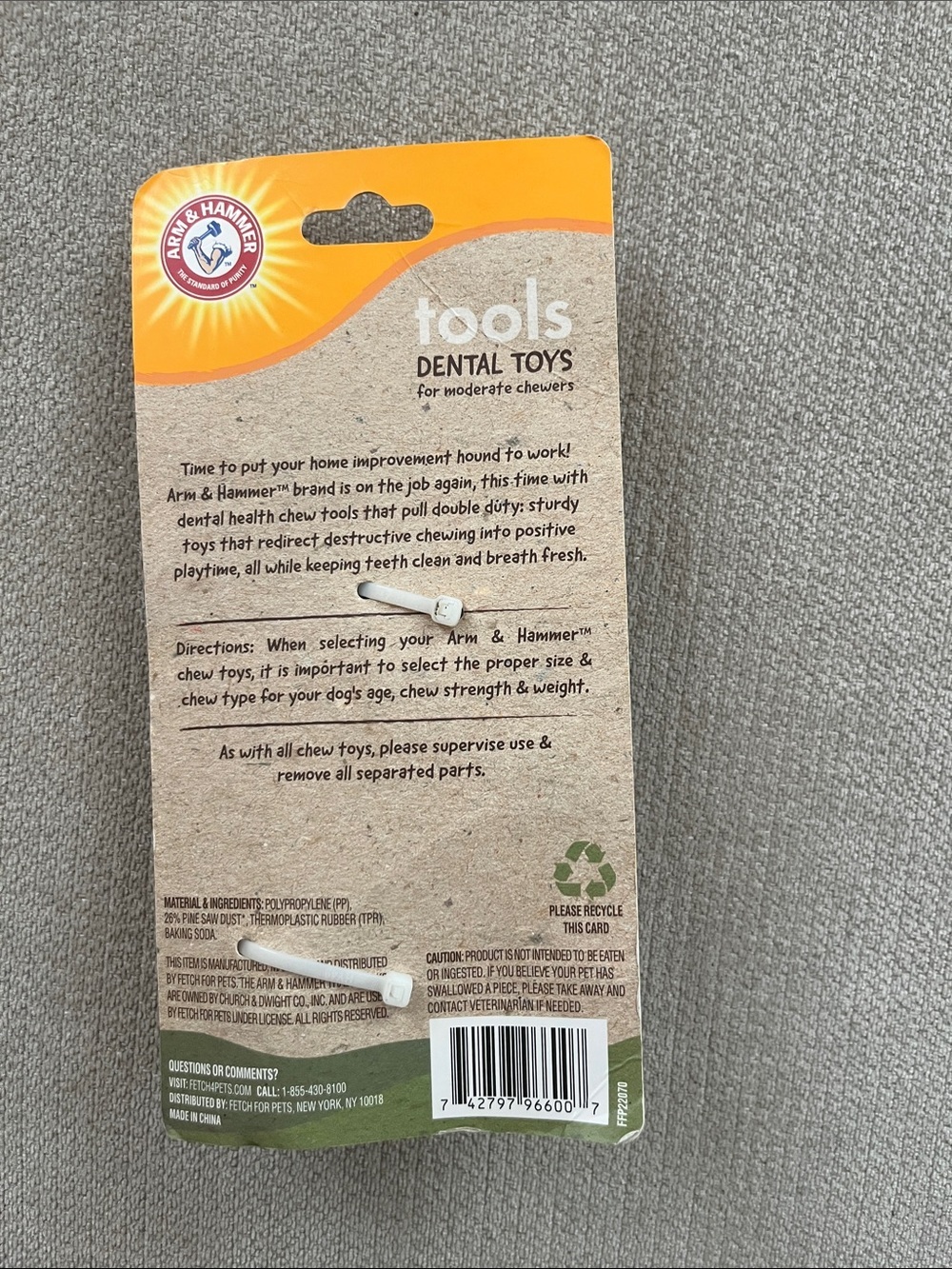 Arm & Hammer Tools Hammer Dental Dog Chew Toy 7” Moderate Chewers New - Picture 2 of 2